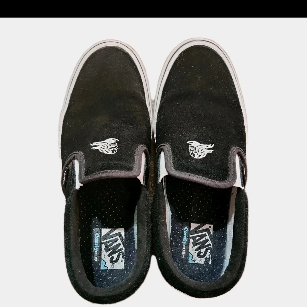 Vans Sixty-Sixers Comfycush Black Slip-On Shoes with White Logo - Picture 4 of 5